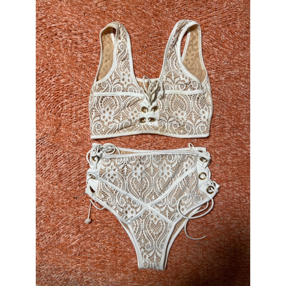 Lace high waisted bikini set